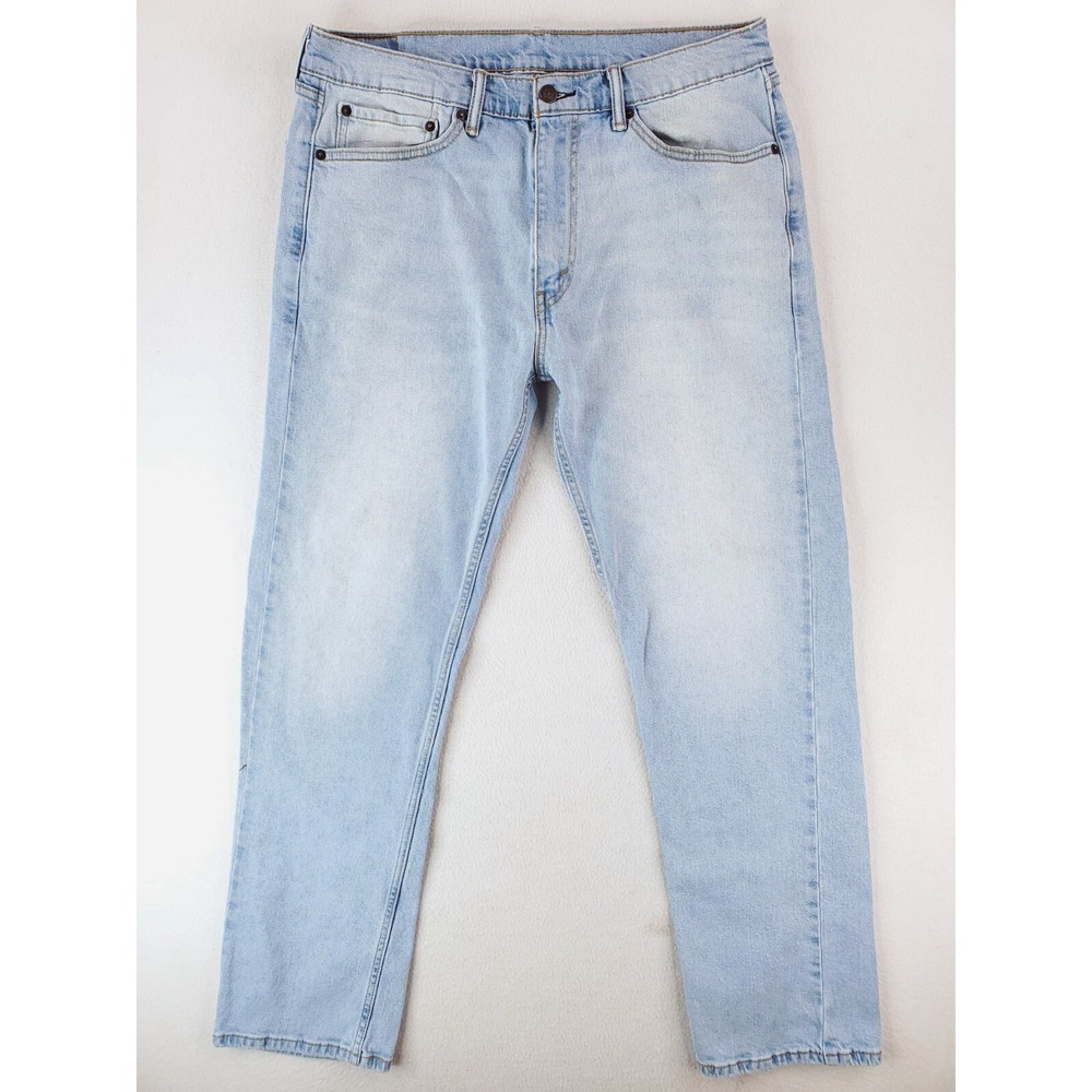 Levis 505 Jeans Mens 36x34 Regular‎ Straight Stretch Denim Pants Light Stone